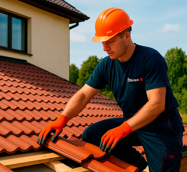 Монтаж кровли из натуральной черепицы в Истре