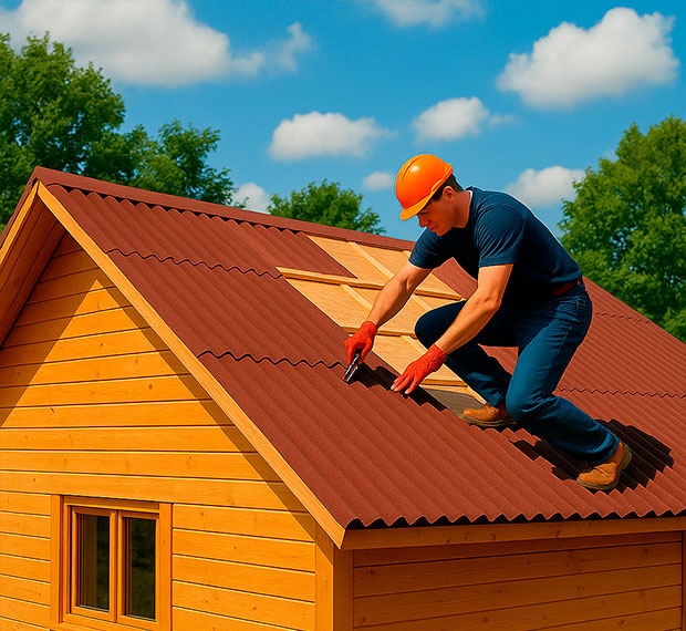 Монтаж кровли из ондулина в Истре