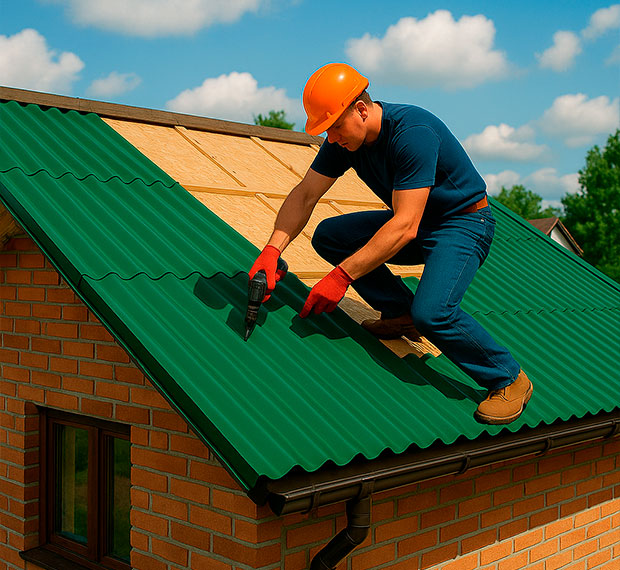 Монтаж кровли из профнастила в Истре